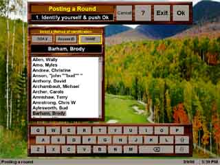 Screenshot from Golf Handicap touch-screen kiosk